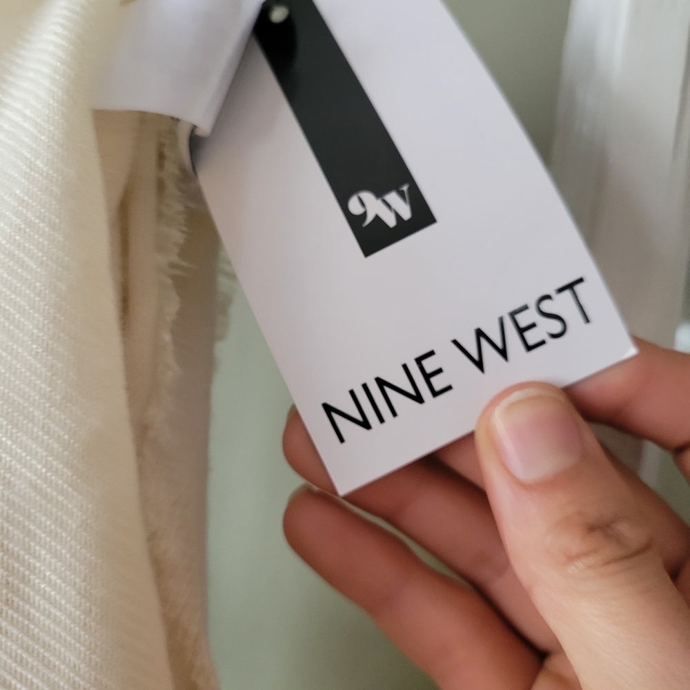 Nine West White Polyester/Rayon Scarf with Fringe Lightweight One Size NWT - Picture 5 of 7